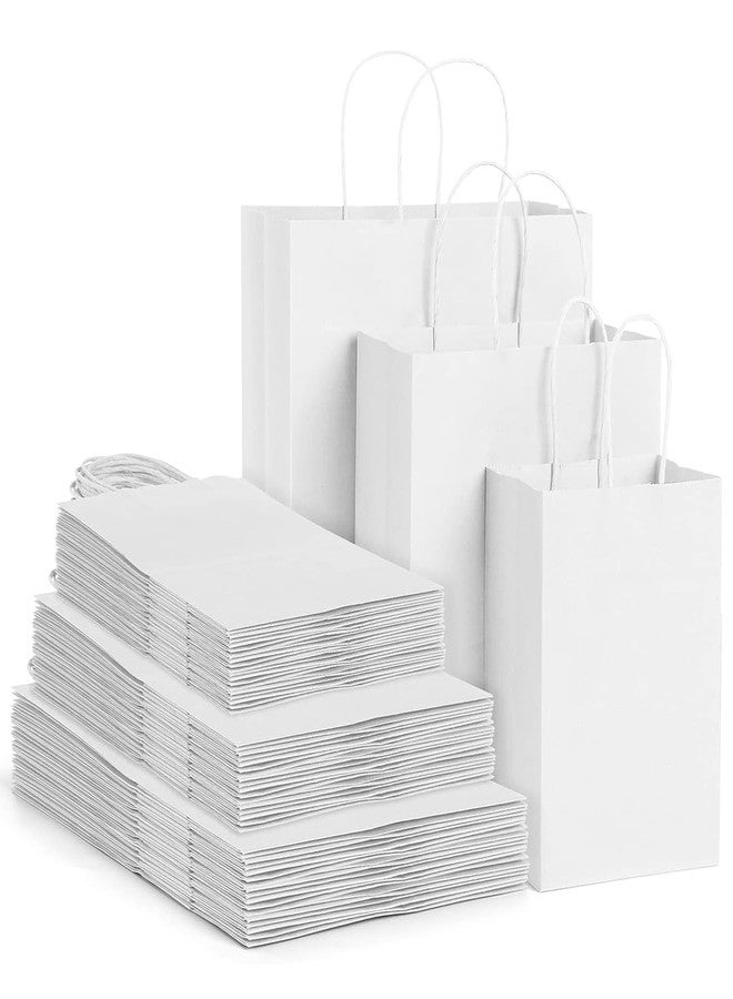 Aakriti White Kraft Gift Bags with Handles, Natural Plain Kraft Paper Shopping Bags for Retail Business, Grocery, Craft, Birthday, Wedding, Party Favors in 3 Sizes (45 PCS White Paper Bag) Mix Sizes - Image 1